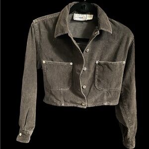 Corduroy Cropped Jacket in Dark Gray